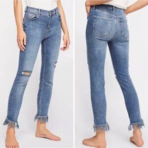 Free People Womens Jeans Sz 24 Distressed Great Heights Frayed Skinny OB829017
